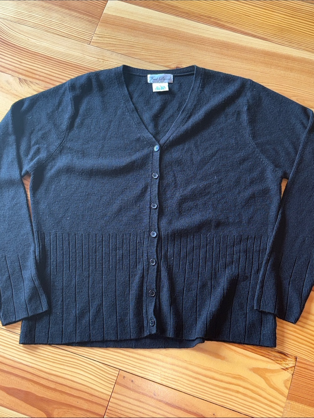 Fred David Black V-Neck Button Cardigan